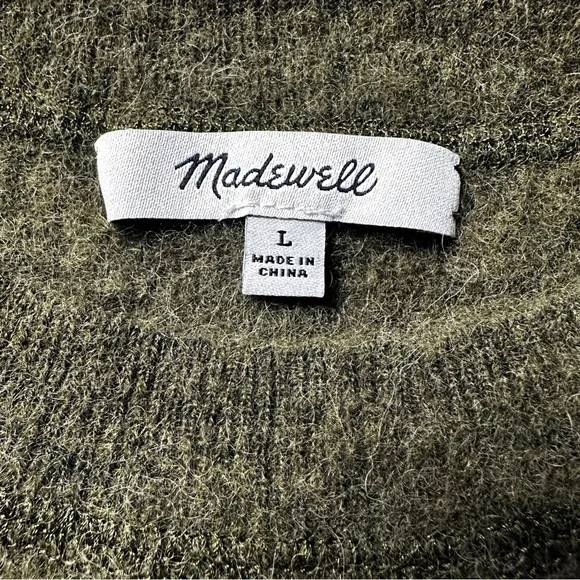 Madewell Cropped Alpaca Blend Deep Olive Green, Super Soft Preppy Sweater, L - Picture 2 of 10